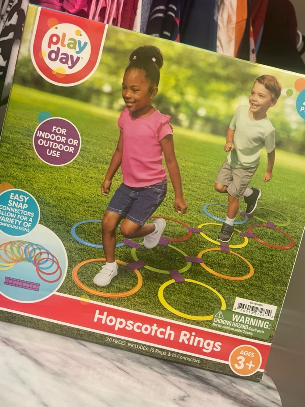 Play Day Hopscotch Rings - Pink and Multicolor Kids Activity Set